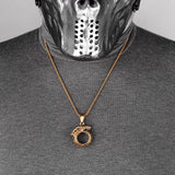Ouroboros Snake Dragon Mens Necklace Hip Hop Stainless Steel Jewelry