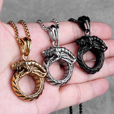 Ouroboros Snake Dragon Mens Necklace Hip Hop Stainless Steel Jewelry