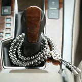 Outdoor Self Defense Bracelet Necklace Stainless Steel Beads Protection Chain