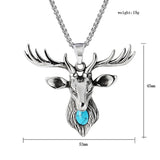 Deer Head Pendant Necklace Men Stainless Steel Punk Animal Charm Jewelry