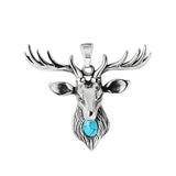 Deer Head Pendant Necklace Men Stainless Steel Punk Animal Charm Jewelry