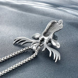 Deer Head Pendant Necklace Men Stainless Steel Punk Animal Charm Jewelry