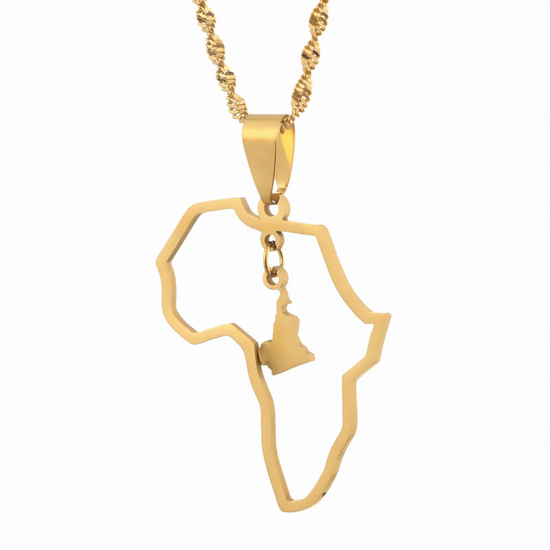 Africa Cameroon Map Pendant Necklaces Jewelry Map African Cameroun Gift