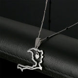 Heart Haiti Map Pendant Necklaces Stainless Steel Ayiti Silver Jewelry