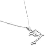 Heart Haiti Map Pendant Necklaces Stainless Steel Ayiti Silver Jewelry
