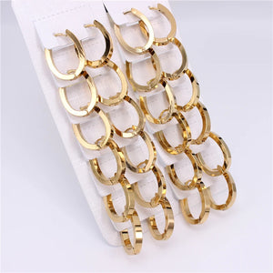 Stainless Steel Jewelry Hoop Earrings 12pcs/Card Women Girls K032
