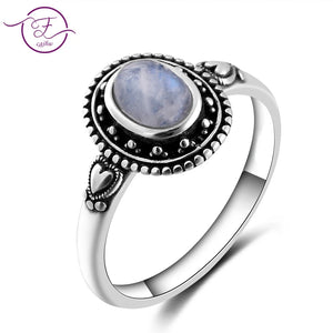 Natural Moonstone Silver Heart-Shaped Ring Engagement Wedding Party Gift