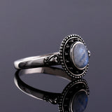 Natural Moonstone Silver Heart-Shaped Ring Engagement Wedding Party Gift