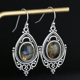 Labradorite 8X10MM Sterling Silver Earrings Ethnic Party Ear Jewelry