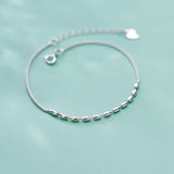 925 Silver Oval Beads Anklet Jewelry Foot Bracelet for Women
