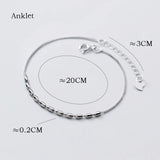 925 Silver Oval Beads Anklet Jewelry Foot Bracelet for Women