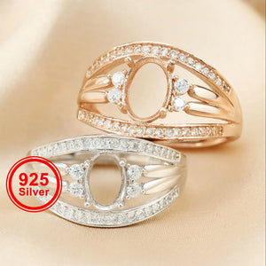 Vintage Style Rose Plated 925 Silver Ring Setting Blank