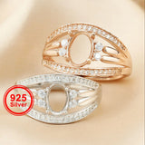 Vintage Style Rose Plated 925 Silver Ring Setting Blank