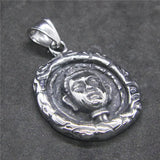 Oval Buddha Pendant Stainless Steel Faith Necklace