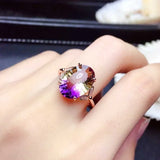 Colorful Purple Amethyst Gemstone Pendant Necklace 18k Rose Filled