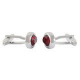 Ruby Crystal Men Cuff Links Oval Crystal Gift Wedding