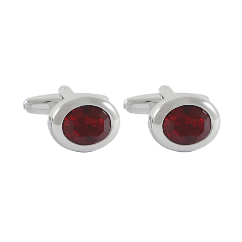 Ruby Crystal Men Cuff Links Oval Crystal Gift Wedding