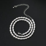 Oval Crystal Tennis Choker Necklace Zirconia Collar Chain Wedding Jewelry N135