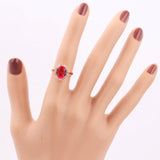 Red Stone Crystal Wedding Ring Top Rose Austrian Crystals R227