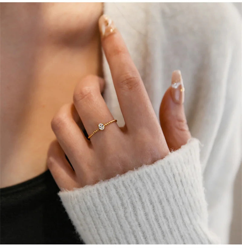 Oval CZ Engagement/Wedding Rings 18K Stainless Steel Women's Jewelry