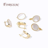 Oval Earring Clasp Fasteners, Rhodium/18K