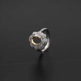 925 Sterling Silver Oval Flower Prong Bezel DIY Adjustable Ring Setting