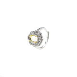 925 Sterling Silver Oval Flower Prong Bezel DIY Adjustable Ring Setting