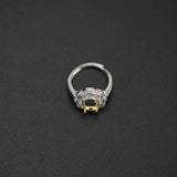 925 Sterling Silver Oval Flower Prong Bezel DIY Adjustable Ring Setting