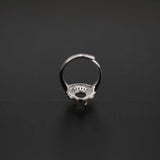 925 Sterling Silver Oval Flower Prong Bezel DIY Adjustable Ring Setting