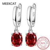 Oval Topaz 925 Silver Drop Earrings Statement Jewelry