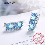 Natural Topaz 925 Silver Stud Earrings Women Gemstone Jewelry