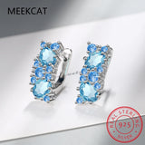 Natural Topaz 925 Silver Stud Earrings Women Gemstone Jewelry