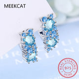 Natural Topaz 925 Silver Stud Earrings Women Gemstone Jewelry