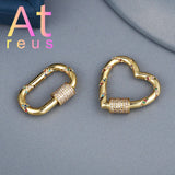 Copper Micro Pave Zirconia Oval Heart Clasps Hooks for Jewelry Making