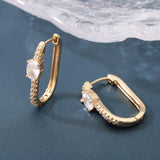 Zircon Stainless Steel Oval Hoop Earrings Wedding Jewelry
