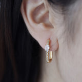 Zircon Stainless Steel Oval Hoop Earrings Wedding Jewelry