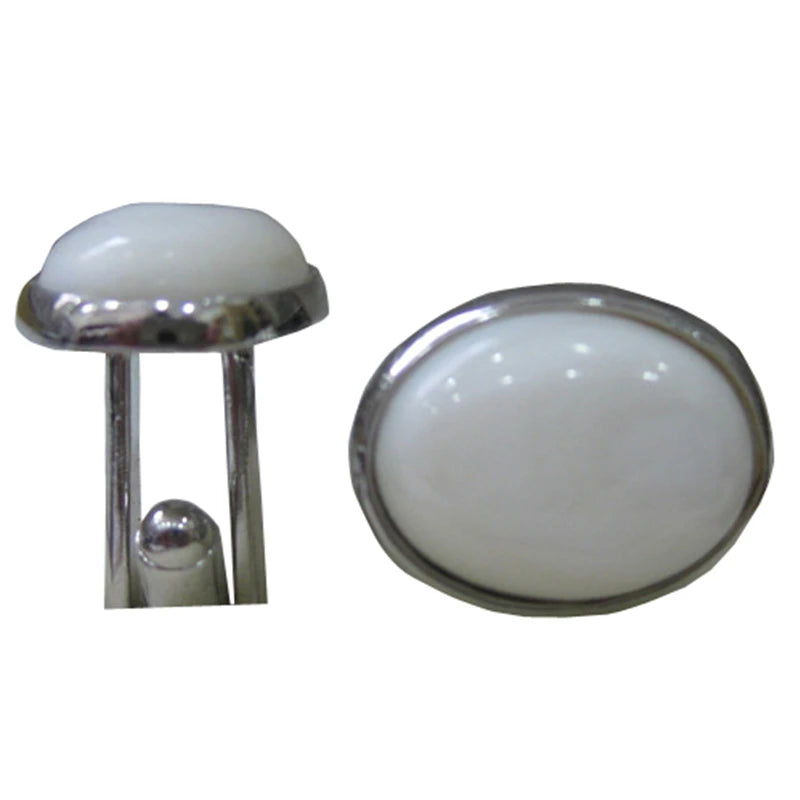 Oval Silver Cufflinks for Men's Shirt Wedding Business