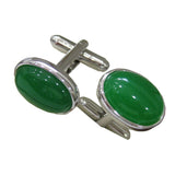 Oval Silver Cufflinks for Men's Shirt Wedding Business