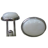 Oval Silver Cufflinks for Men's Shirt Wedding Business