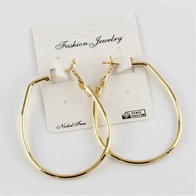 Oval Metal Earrings in Silver Finish