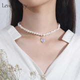 Moonstone Pendant Pearl Bead Necklace Freshwater Choker