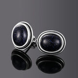 Moonstone Turquoise 925 Silver Stud Earrings Vintage Jewelry