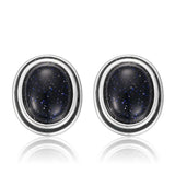 Moonstone Turquoise 925 Silver Stud Earrings Vintage Jewelry