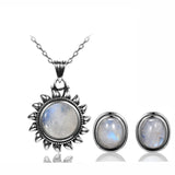 Moonstone Turquoise 925 Silver Stud Earrings Vintage Jewelry