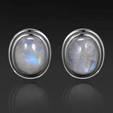 Moonstone Turquoise 925 Silver Stud Earrings Vintage Jewelry