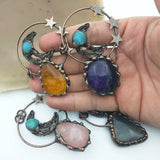 Natural Amethyst Rose Quartz Citrine Pendant with Charms