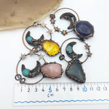Natural Amethyst Rose Quartz Citrine Pendant with Charms