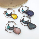 Natural Amethyst Rose Quartz Citrine Pendant with Charms