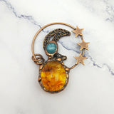 Natural Amethyst Rose Quartz Citrine Pendant with Charms