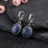 Natural Kyanite Labradorite Silver Hoop Earrings Retro Party Dainty Jewelry